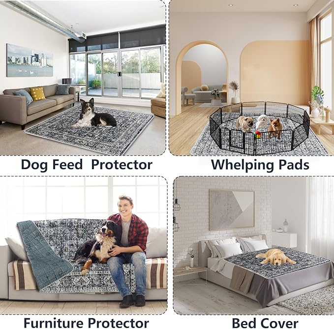 Extra Large Washable Pee Pads for Dogs (72"x72"), Upgrade Reusable Puppy Pads with Non-Slip Rug Pad, Super Thickening Absorbent Leakproof Dog Traning Pads Whelping Pad for Dogs, Doggie-PawvioPets