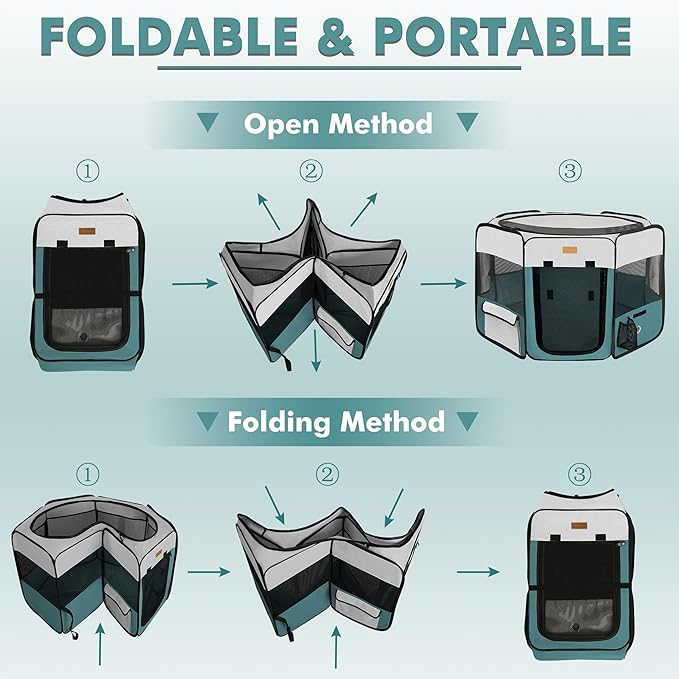 Dog Playpen, Portable Pet Play Pen for Cat, Puppies, Rabbits, Chickens, Foldable Large-Capacity Pet Tent for Indoor/Outdoor Travel Camping (Size XL Without Carry Bag)-PawvioPets