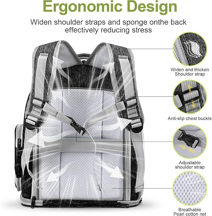 Expandable Cat Backpack,Cat Bubble Backpack Carrier for Carrying Cats, Pets and Small Dogs,Airline-Approved,Designed for Travel, Hiking, Walking,Car （Black-PawvioPets