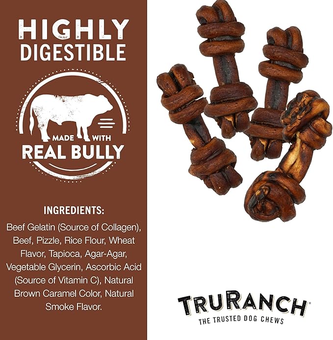 4-5" Collagen Bones, Bully - Collagen Dog Bones - Long Lasting Healthy Joint Support Dog Treat - Rawhide Alternative - Skin & Coat Health, 1 Bag, 4 Count-PawvioPets