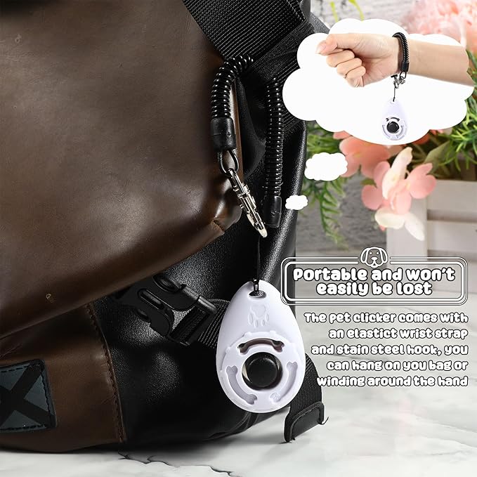 Frienda 18 Pieces Dog Training Clicker, Pet Behavioral Training Clickers with Wrist Strap for Dogs Cats Puppy Birds Horses (White)-PawvioPets