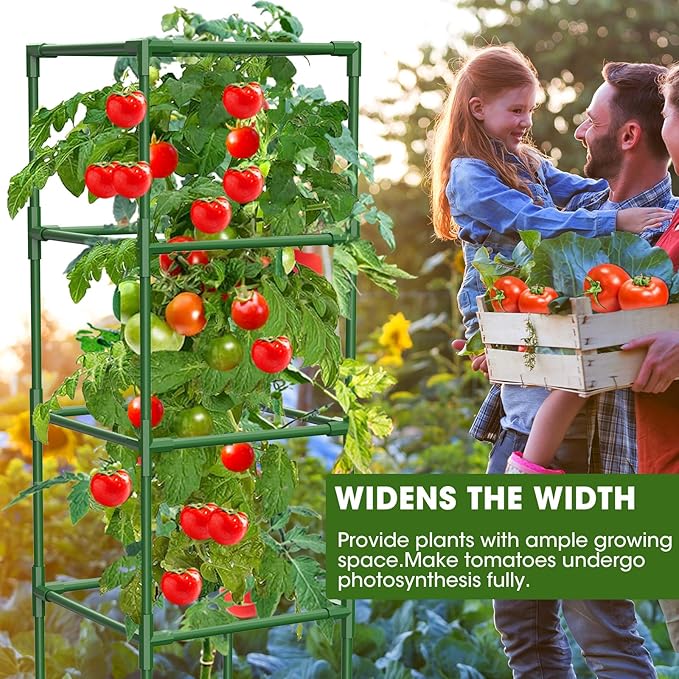 6 Pack Tomato Cages, 41.7" H Square Tomato Plant Stakes Support Cages Trellis for Garden Climbing Vegetables Flowers Fruits,Extra Bold-PawvioPets