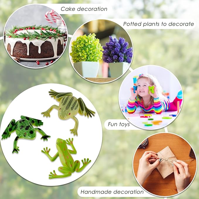 36 Pieces Plastic Frogs Toy Mini Vinyl Realistic Frog Decorations Fun Rain Forest Character Figures Lifelike Toy for Rana Crafting Party Supplies Home Decor Game-PawvioPets