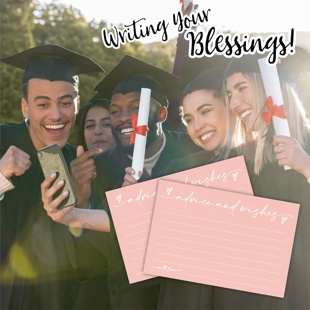 30 Advice & Wishes Cards - Peach Pink - Double Sided Fill-In Advice Cards For Bridal, Wedding, Graduate Party, Mr & Mrs, Retirement, Baby Shower, Party Favor & Supplies - B02