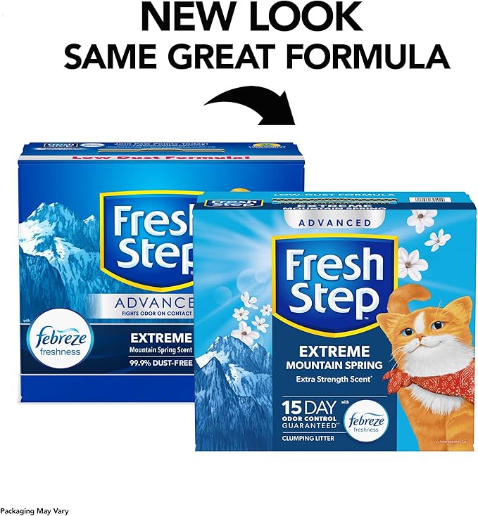Fresh Step Advanced Extreme Clumping Litter with Febreze Freshness with Mountain Spring Scent, Fights Odor on Contact, 37 lbs. (2 x 18.5 lb. Box)-PawvioPets