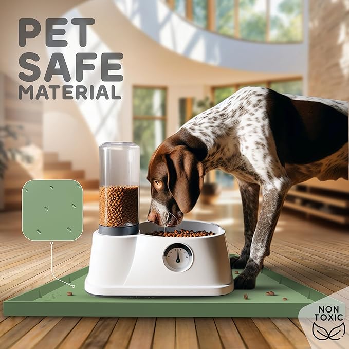 32x24x1” XL Dog Food Mat - All Purpose Under Sink Liner, Washer and Dryer Covers for The Top, Silicone Griddle Mat for Blackstone - Raised Edges Dog Mat for Food and Water Prevent Spill, Waterproof-PawvioPets