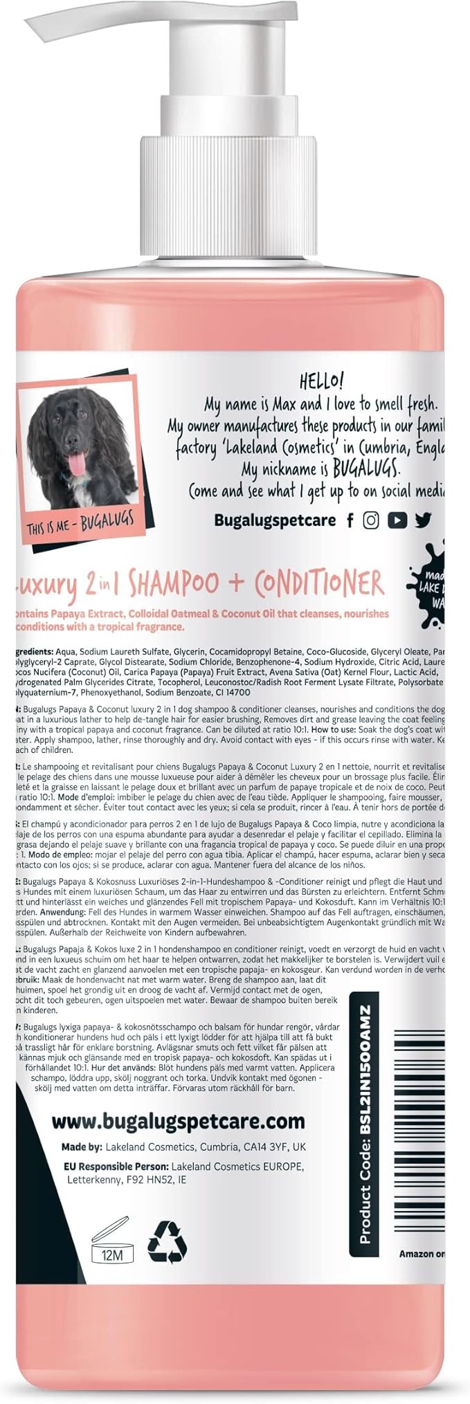 Dog Shampoo Luxury 2 in 1 Papaya & Coconut Dog Grooming Shampoo Products for Smelly Dogs with Fragrance, Best Puppy Shampoo, Professional Groom Vegan pet Shampoo & Conditioner-PawvioPets