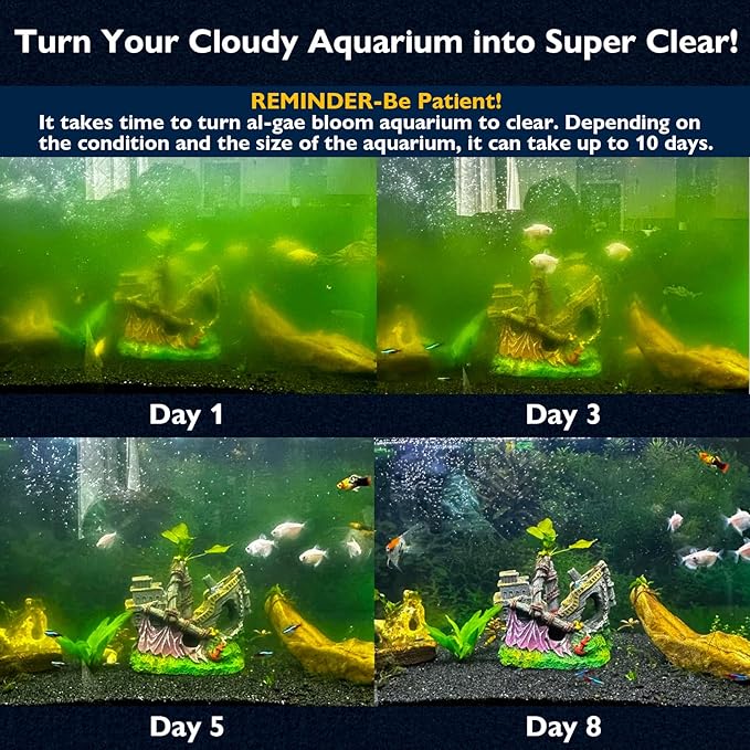 Aquarium Filter with Aeration & Rainfall Mode, U - V Fish Tank Filter with Timer (3/6/12/24 Hours) for Green Water Cleaning, Turtle Tank Filter with Efficient Filter Sponge (30-70Gal)-PawvioPets