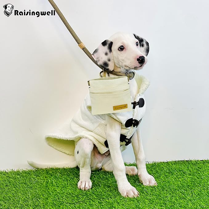 Dog Treat Pouch, Lvory Pocket Sized Pet Training Pouch, Cotton Fabric, Hand Free Dog Walking Bag with Carabiner, Self-Closing Pet Feed Snack Reward, for Puppy Travel or Outdoor Use-PawvioPets