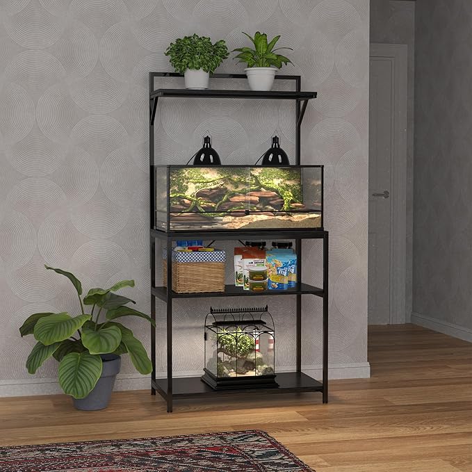 GDLF 20-29 Gallon Fish Tank Stand with Plant Shelf, Aquarium Stand with Storage Shelf for 20 Gallon Long Aquarium 30.7" x 16.53" Tabletop Fits Turtle or Reptile Terrariums-PawvioPets