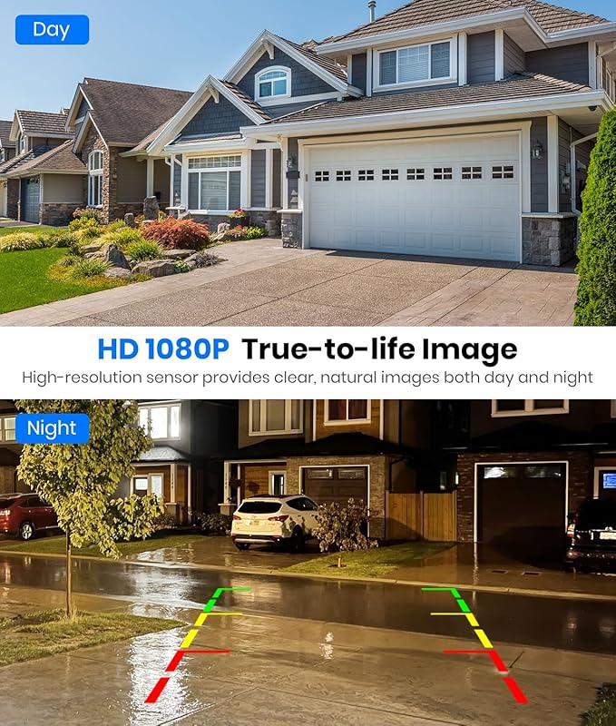 AUTO-VOX Solar Wireless Backup Camera with 5" 1080P Monitor: 5000mAh Battery 2 Mins DIY Installation & 2 Split Screen Back Up Camera, IP69K Waterproof Reverse Camera for Car, Van, SUV, Truck, Trailer-PawvioPets