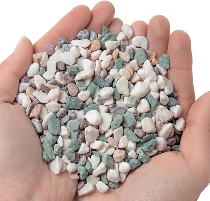 2lb Succulent and Cactus Gravel Pebbles 1/5-3/8 Inch Natural Decorative Polished Stones River Rocks for Plants, Vases, Aquariums, Terrarium and Outdoor Gardening, Mixed Color-PawvioPets