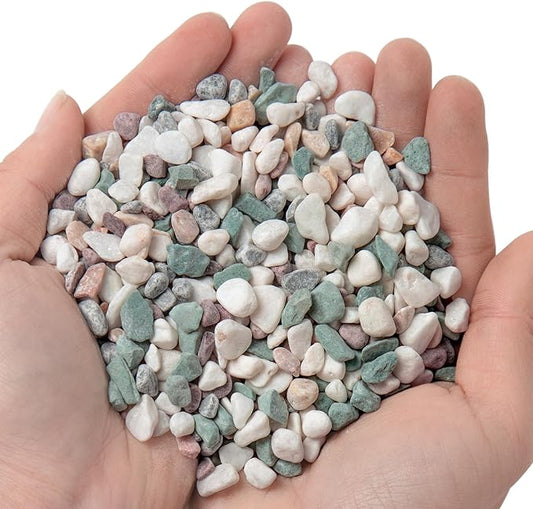 2lb Succulent and Cactus Gravel Pebbles 1/5-3/8 Inch Natural Decorative Polished Stones River Rocks for Plants, Vases, Aquariums, Terrarium and Outdoor Gardening, Mixed Color-PawvioPets