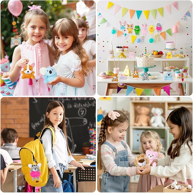 24 Pack Mini Stuffed Animals Bulk Party Favors For Kids Treasure Box Toys Classroom Plush Toys Claw Machine Key Chains Carnival Prizes Small Valentine Halloween Christmas Gifts Stocking Stuffers-PawvioPets