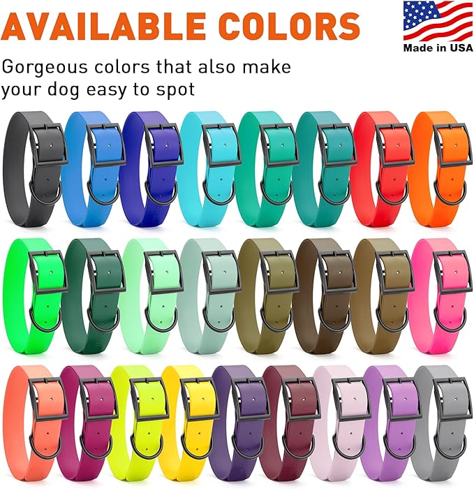Dogline Biothane Waterproof Dog Collar Strong Coated Nylon Webbing with Black Hardware Odor- Proof for Easy Care Easy to Clean High Performance Fits Small Medium or Large Dogs, Amethyst Purple-PawvioPets