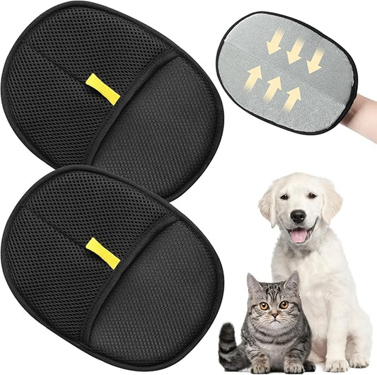 2Pcs Pet Hair Remover Glove,Static Pet Removal Gloves,Cat Grooming Gloves for Hair Removal,Reusable Double Sided Pet Hair Remover,for Couch,Furniture,Carpet,Curtain-PawvioPets