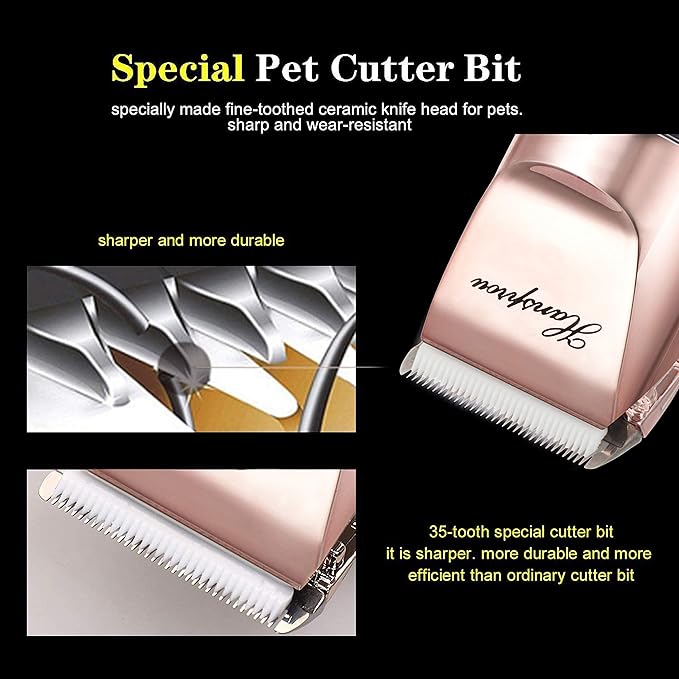 Dog Clippers for Grooming, Professional 5000mAh Battery Dog Trimmer for Thick Hair,Heavy Duty Cordless Dog Trimmer for Grooming, Low Noise with Guard Combs for Dog Cat-PawvioPets