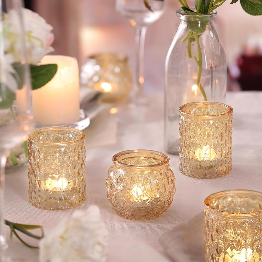12pcs Assorted Gold Votive Candle Holders, Tea Light Candle Holder for Table Centerpiece, Gold Candle Holders for Wedding Centerpieces, Brithday and Holiday Decorations