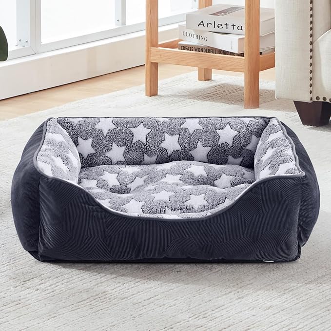 GASUR Medium Dog Beds for Medium Size Dogs, Orthopedic Dog Bed Sofa, Washable Pet Beds Cuddler Anti-Slip Bottom, Soft Calming Sleeping Warming Puppy Bed (M (30"x 24"x 9"), Black)-PawvioPets