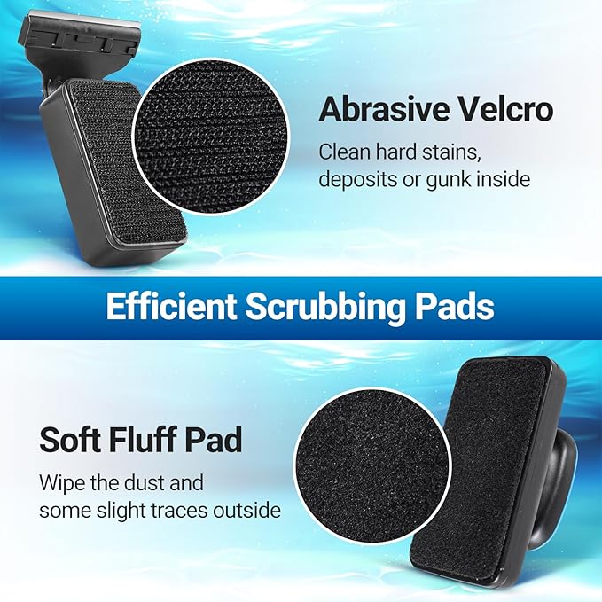 Aquarium Magnet Glass Cleaner, Magnetic Fish Tank Cleaner with Algae Scraper, Double Sided Cleaning Scrubber Brush with Handle, Titanium Blade, Self-Floating, Fit Max 1/4" Thick Glass, Medium-PawvioPets