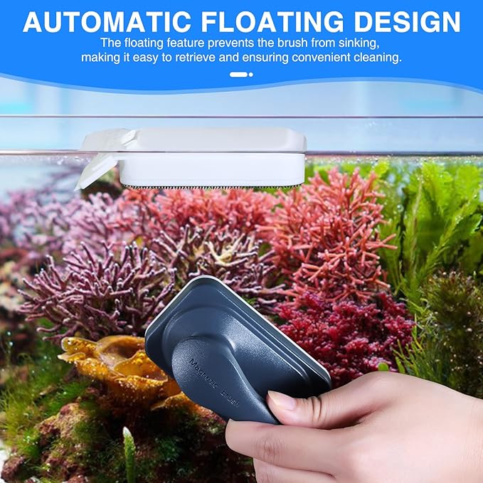 Aquarium Strong Magnetic Glass Cleaner Brush, Fish Tank Algae Magnet Cleaning Tool with 2 Detachable Scrapers, Mag Float Scrubber for 0.25-0.375Inch Glass and Acrylic Tanks-PawvioPets