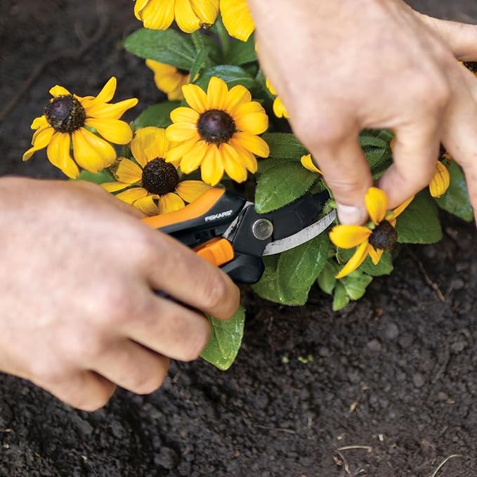 Fiskars Floral Pruning Shears - Plant Cutting Scissors/Garden Clippers For Deadheading and Working with Flowers - Black/Orange-PawvioPets