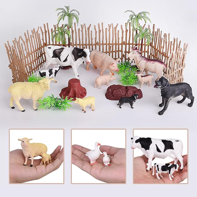 35 PCS Farm Animals Toys for Toddlers 3 Years Old Boys and Girls Realistic Animal Figures Playsets Toys for Kids 3~8 Christmas Birthday Gift-PawvioPets