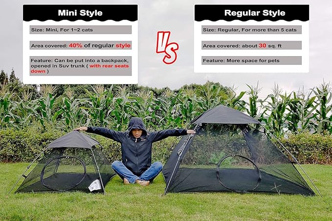 AICHIFAN Mini Cat Tent for Outside Playpen Pop Up Indoor Pet Cat Enclosures Portable Sunshade and Anti-UV Cat Playhouse for SUV Pickup Truck (Play Tents for Cats and Small Animals) - Outside Habitat-PawvioPets