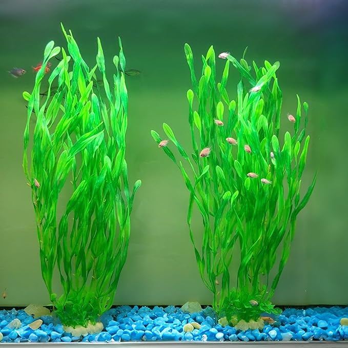 25.98 Inch Tall Aquarium Plants – Large Lifelike Artificial Fish Tank Decorations, 2 Pcs Fish Tank Plants Plastic，Durable & Safe for Freshwater/Saltwater Aquariums (Green (Style B))-PawvioPets