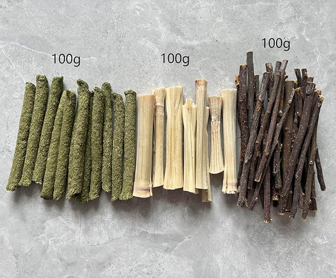 Bamboo Apple Sticks for Chinchillas Hamster Mouse Gerbil Bunny Pet Rat Guinea Pig Rabbit Chew Wood Timothy Hay Sticks Enrichment Toys for Teeth Supply Treats Snacks for Boredom Indoor-PawvioPets