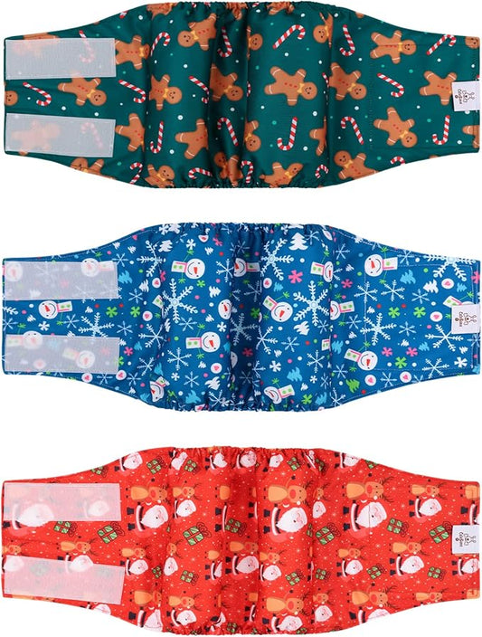 CuteBone Christmas Doggie Diapers for Male Dogs Large Dog Diapers Male DM34L-PawvioPets