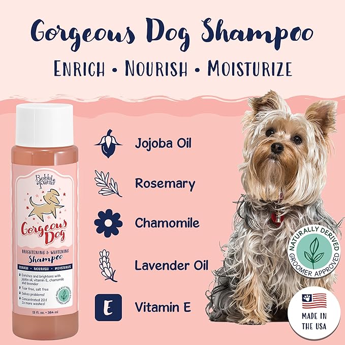 Bobbi Panter Dog Shampoo - Made in USA - All Natural Formula for Whitening All Coats, Enhances Shine & Moiturizes - Concentrated 20:1 for Professional Groomers - Peach Scent, 13 Oz (Case of 12)-PawvioPets