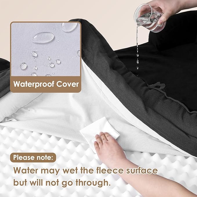 EHEYCIGA Orthopedic Dog Beds for Extra Large Dogs, Waterproof Memory Foam XL Dog Bed with Sides, Non-Slip Bottom and Egg-Crate Foam Big Pet Couch Bed with Washable Removable Cover, Black-PawvioPets