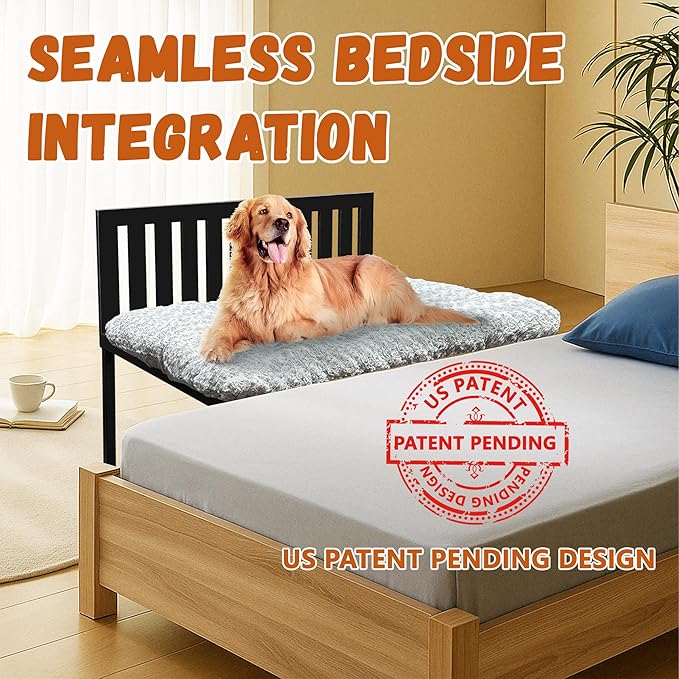 Beside Dog Bunk Beds for Large Dogs,Metal Dogs Bed Frame with Removable Cushion - Large-PawvioPets