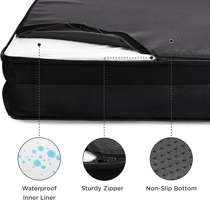 Bedsure XL Orthopedic Dog Bed for Extra Large Dogs - Washable XLarge Dog Cat Bed Waterproof, Comfort Dogs Couch Sofa with Washable Removable Cover, Pet Bed with Nonskid Bottom, Black, 42"-PawvioPets