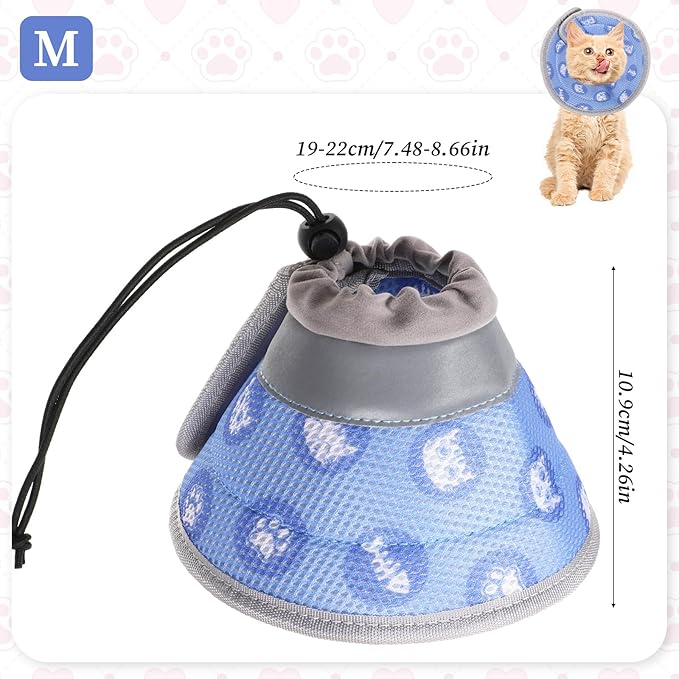 Cat Cone Collar After Surgery Soft to Stop Licking Lightweight Kitten Recovery Collar Comfortable Water Resistant Dogs Collars Adjustable Foldable Elizabethan Collars for Small Large Cats-PawvioPets