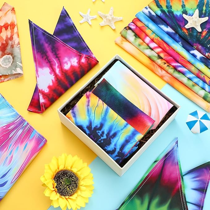 50 Pcs Tie Dye Dog Bandanas Bulk Pet Bibs Colorful Triangle Scarf Pet Bandanas for Medium Large Dogs Spring Summer Birthday Costume Decoration-PawvioPets