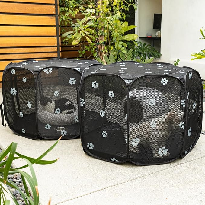 2-in-1 Cat Playpen, Pop Up Dog Pet Playpen for Indoor Outdoor Cats Enclosure, Portable Pet Playpen, Kitten Puppy Foldable Play Pen Cat Dog Tent Crate Cage Kennel(No Divider, Unified Space)-PawvioPets