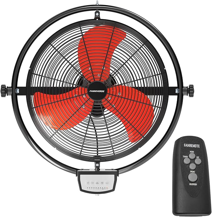 20 Inch Wall Metal Fan Pro Series Remote Control, High Velocity Wall Mount Fans for Commercial, Residential, Warehouse, Covered Patio, Shop, Garage, Barn 3 Speed 5200 CFM UL Safety Listed-PawvioPets