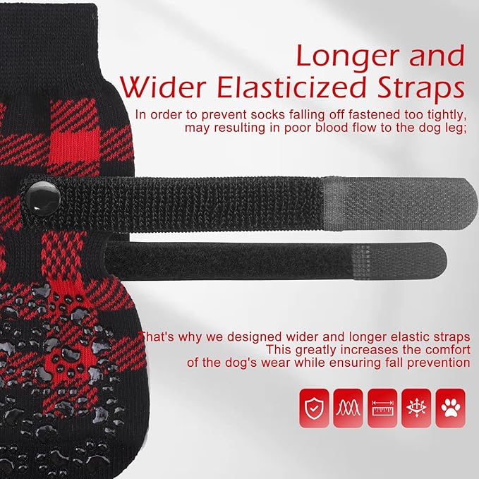 EXPAWLORER Anti-Slip Dog Socks-Double Sides Grips Traction Control on Hardwood Floor,Dog Shoes for Hot/Cold Pavement,Best Paw Protector,Prevents Licking,for Puppy Small Medium Large Senior Dogs-PawvioPets