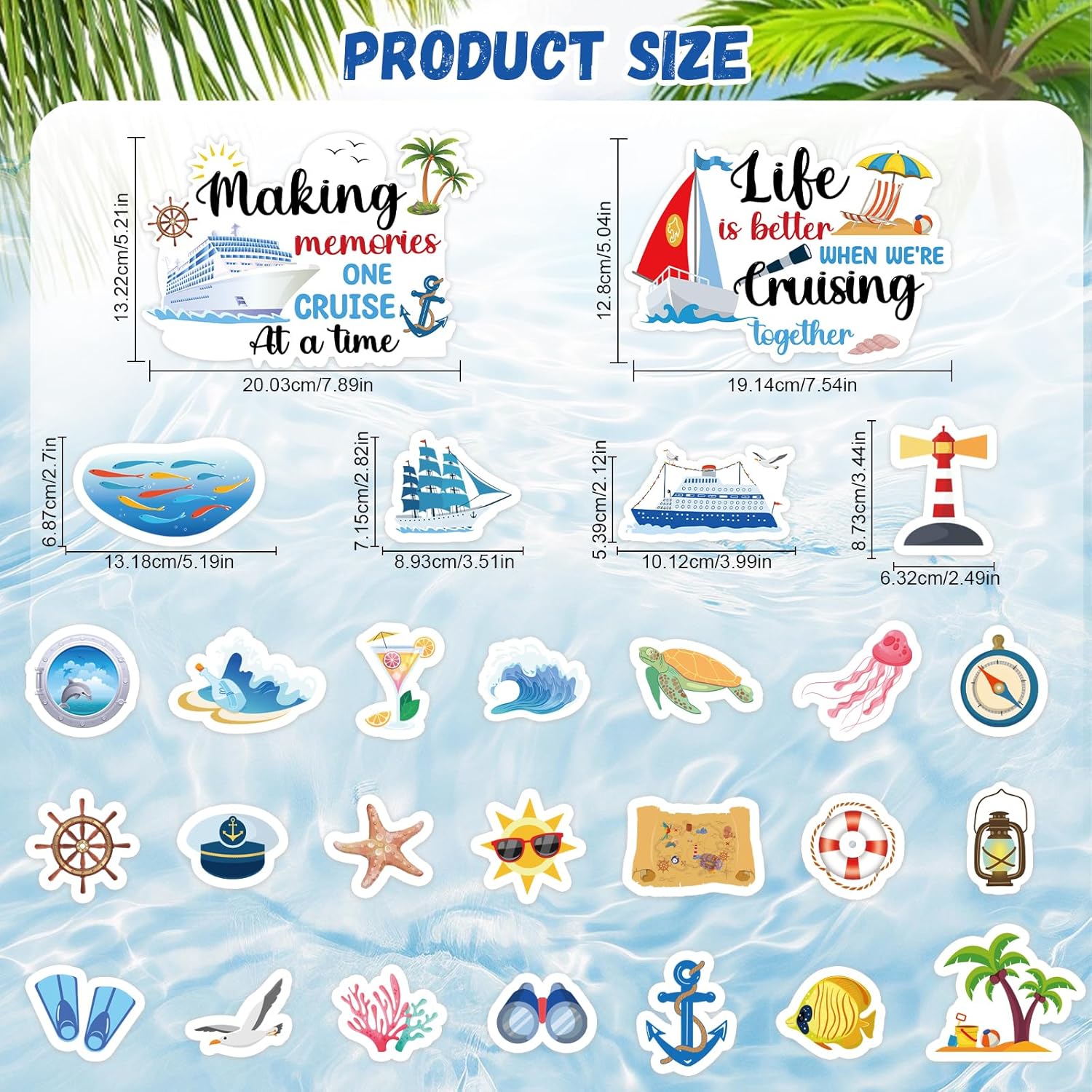 Cruise Door Decorations Magnetic, 27 Pcs Large Nautical Cruise Ship Magnets for Door Funny Carnival Sea Navigation Door Magnets for Door Decorations Fridge Car Cabin Party Supplies