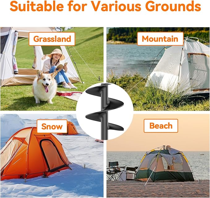 Dog Tie Out Stake, Heavy Duty Dog Tie Out Stake for Large Dogs up to 210 lbs, Ground Anchor for a Dog Cable, Leash, Lead Tether, Dog Accessories Trampoline Stakes 1-Pack (Black)-PawvioPets