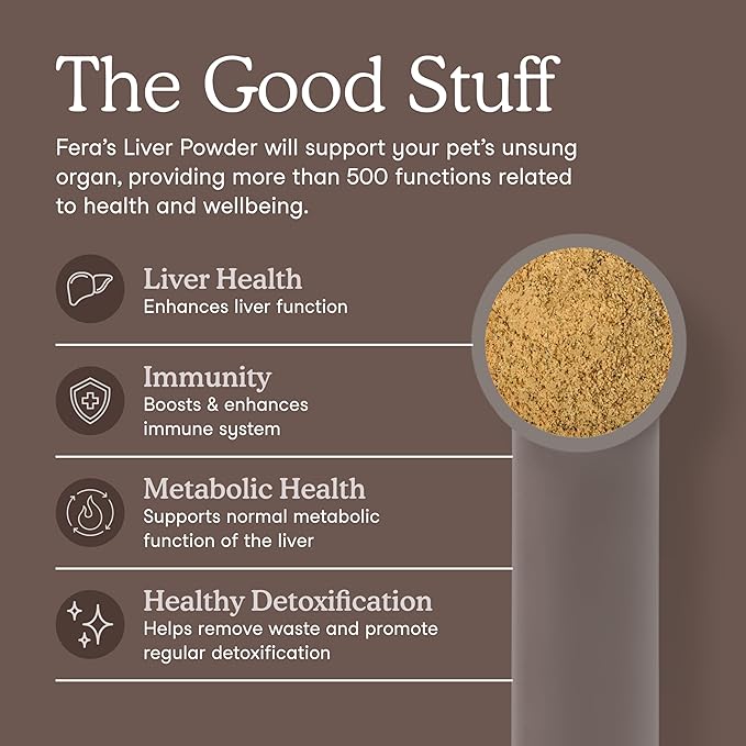 Fera Pets Liver Supplement for Dogs & Cats with Milk Thistle, Choline & Turmeric - Organic Botanicals - Enhances Liver Function, Immunity, Detoxification, & Metabolic Function - Powder - 60 Scoops-PawvioPets