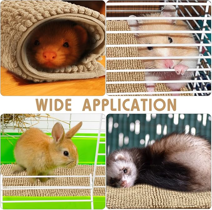 Amylove 4 Pcs Guinea Pig Cage Liner Guinea Pig Bedding Washable Fleece Pee Pads Reusable Small Animals Training Mat Small Animal Sleeping Bed for Bunny Hamster (Beige,16 x 24 Inch)-PawvioPets