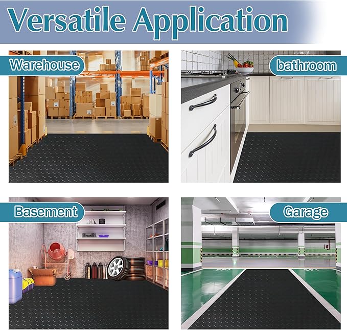 7.5 x 17 FT Garage Floor Mat,2.5 mm Thickness Diamond PVC Garage Flooring Roll, Anti-Slip Shop Floor & Parking mats for Workshop,Gym,Golf Cart Parking or Trailers-PawvioPets