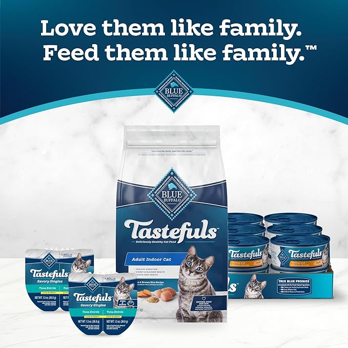 Blue Buffalo Tastefuls Adult Dry Cat Food Indoor Cat Formula, Made in the USA with Natural Ingredients, Chicken & Brown Rice Recipe, 3-lb. Bag-PawvioPets