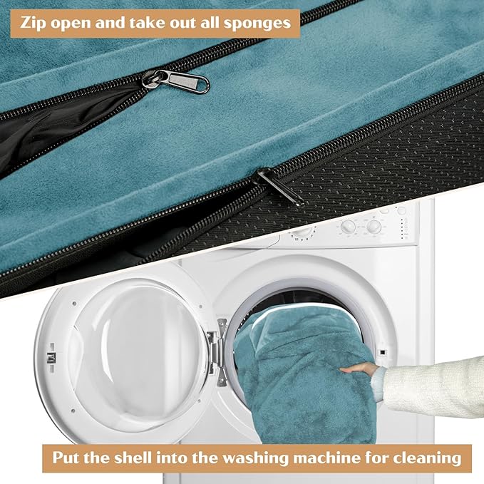 Comfort Expression Small Dog Beds Waterproof Orthopedic Foam Dog Sofa Beds for Medium Dogs Comfy Pet Bed with Washable Removable Cover & Non-Slip Bottom(Small,Washed Blue)-PawvioPets