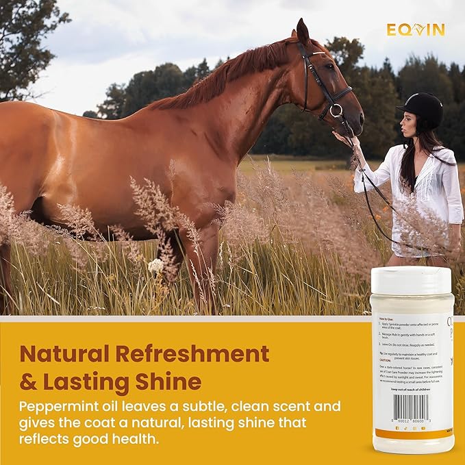 Coat Care Powder for Horses 8.4oz | Made in USA | Equine Skin Conditioner for Sweet Itch, Rain Rot & Skin Issues | Effective Dry Horse Shampoo & Daily Preventative | Herbal & Natural Formula-PawvioPets