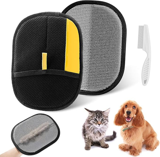 2 Pcs Pet Hair Remover Gloves, Reusable Electrostatic Hair Removal Glove-PawvioPets