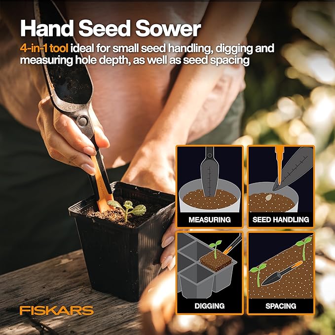 Fiskars Vegetable Garden Tool Set with Vegetable Shears, Seed Sower, Trowel, Cultivator, Weeder, and L/XL Garden Gloves for Indoor or Outdoor Gardening (6 Piece Kit), Gardening Gifts for Women-PawvioPets